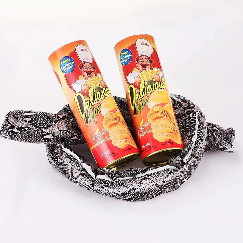 The Potato Chip Snake Can Jump Stage Magic Tricks Spring Snake Toy Jokes in A Can Gift