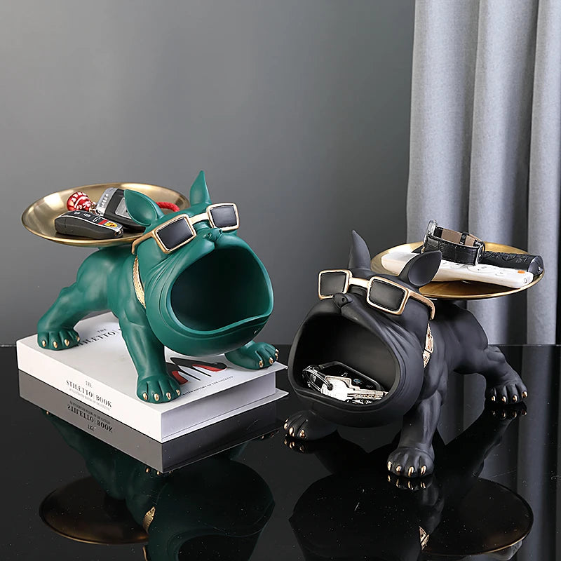 Home Decor Bulldog Figurine Dog Statue Storage Box Animal Ornament Art Sculpture