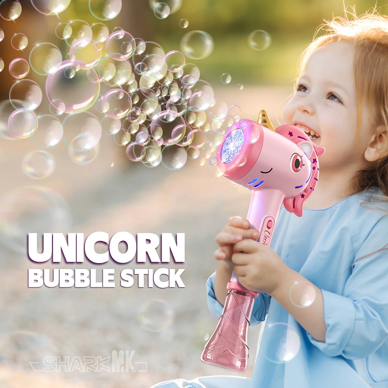 Bubble Wands Machine Unicorn Automatic Bubble Maker Gun with Light & Music