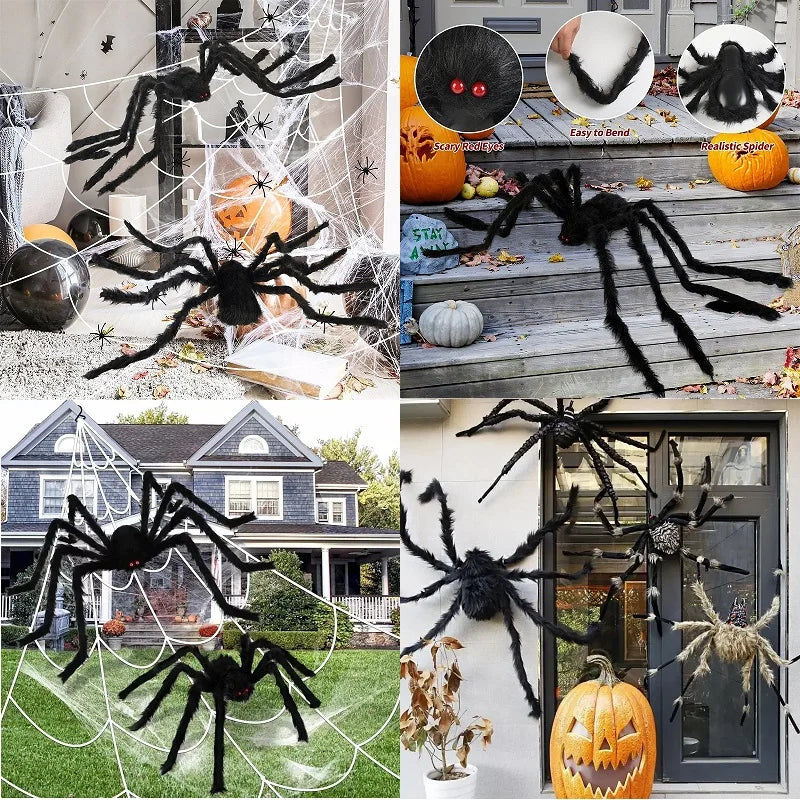Horror Halloween Giant Black Spider Decoration Haunted House Party Props