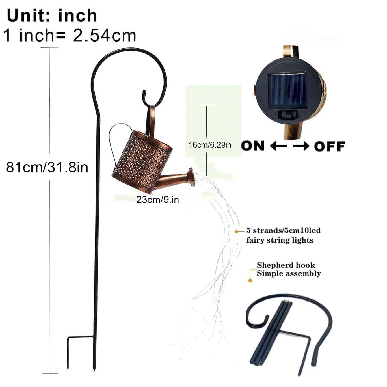 Waterproof Solar Watering Can With Lights