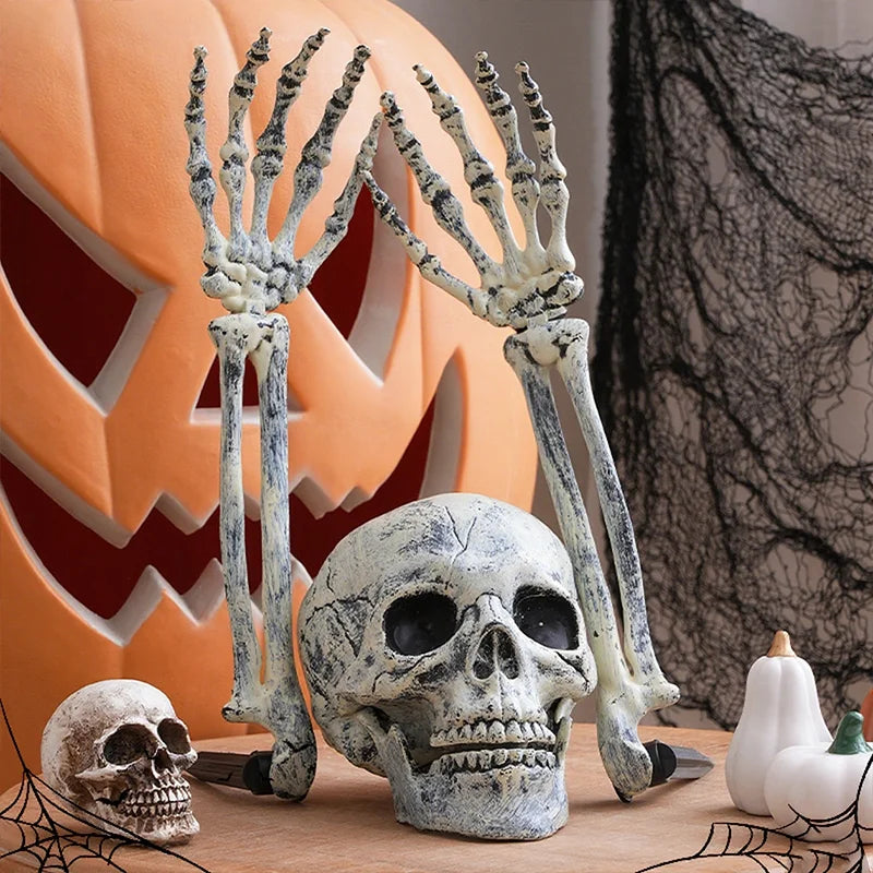 Halloween Home Decor Skeleton Head Outdoor Scary Props Realistic Skull Prank