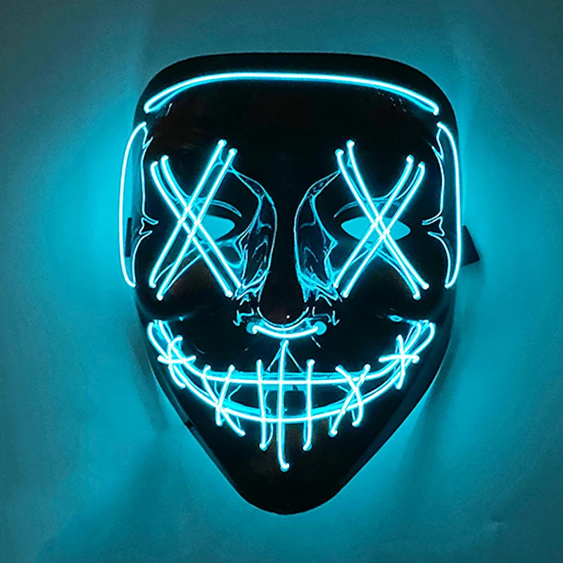 Wireless Glowing Mask LED Luminous Purge Mask Halloween Carnival Light Up Party Mask