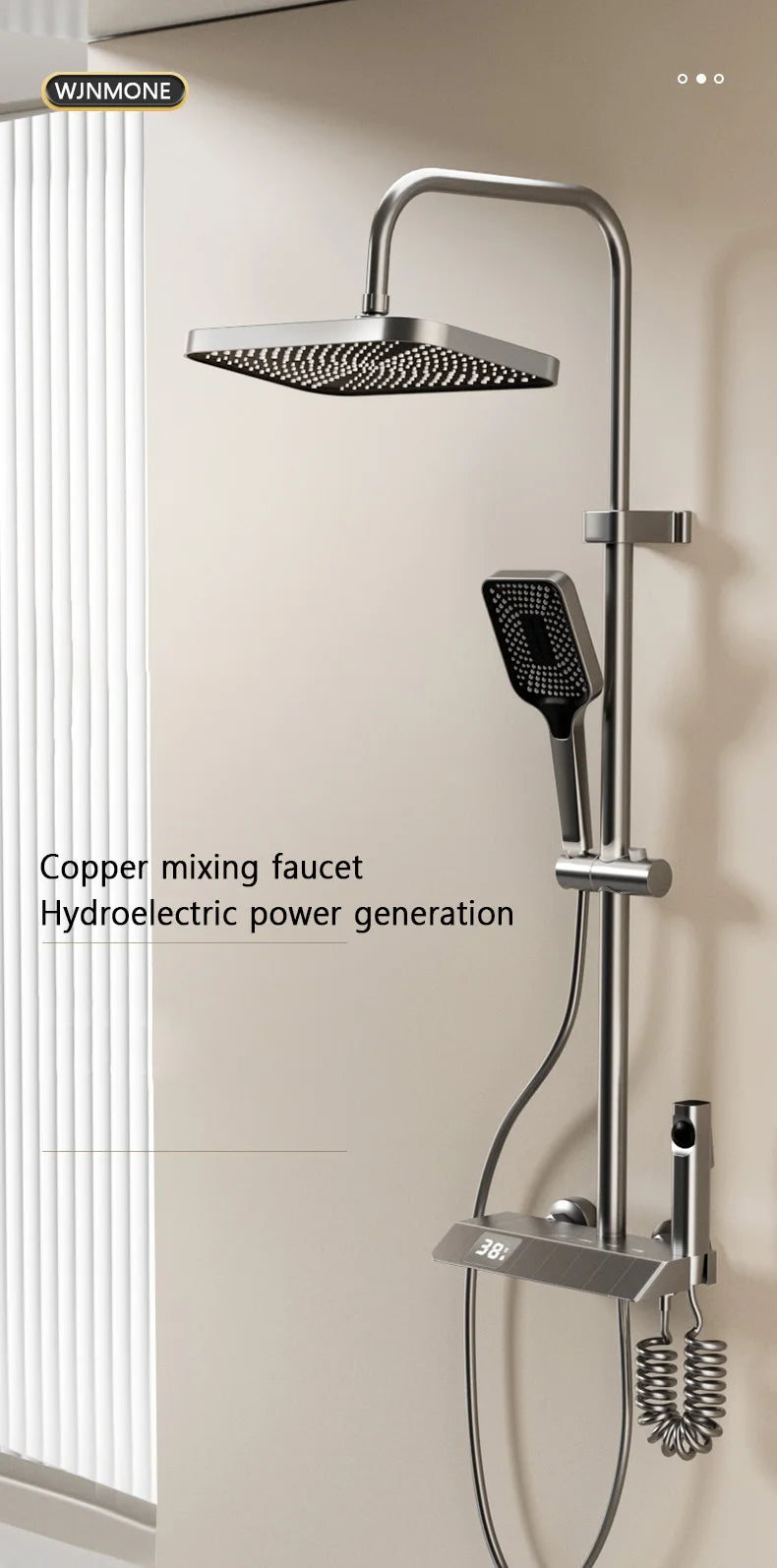 Bathroom Shower Full Set Black, White, and Gray Shower System Set