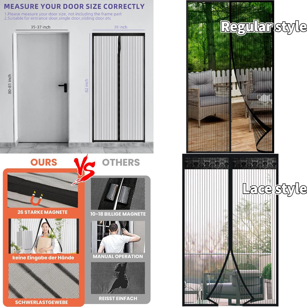 No Punching Magnetic Anti Insects Automatic Ventilation Screen Door Curtain
