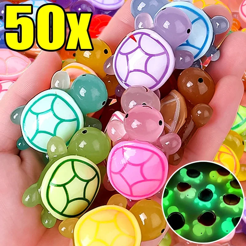 50/2pcs Cute Mini Luminous Turtle Ornaments Glowing in The Dark Miniatures