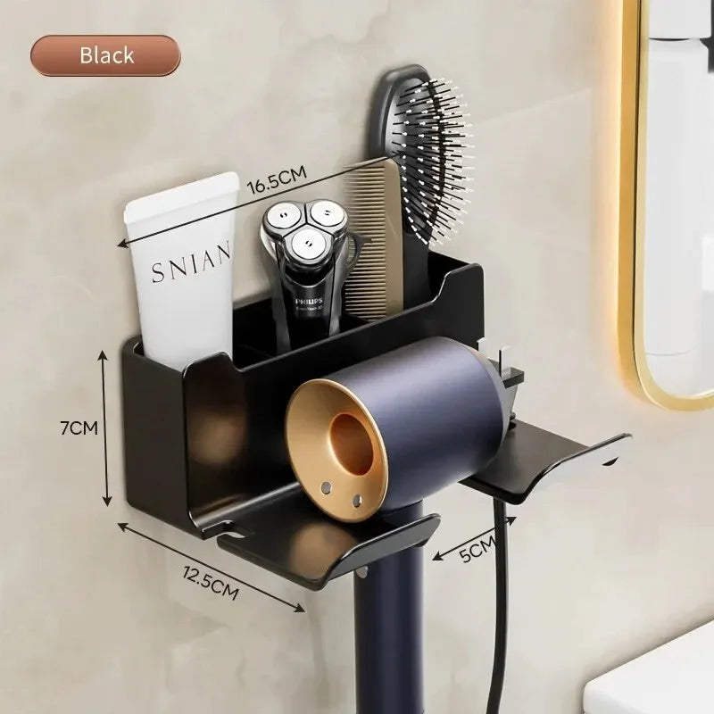Wall-Mounted Hair Dryer Holder and Organizer