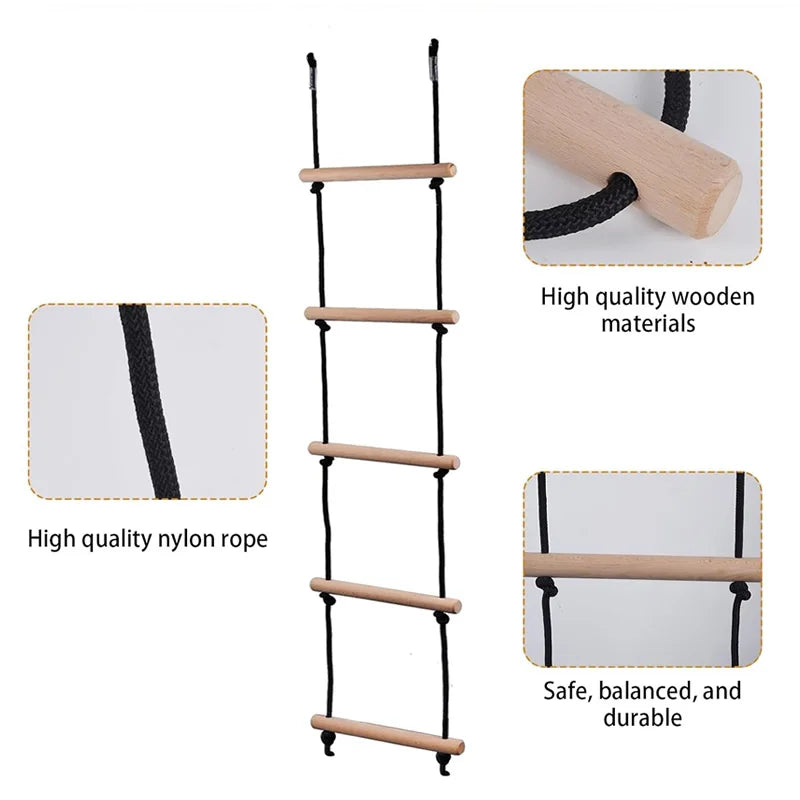 Children Climbing Rope Ladder Wooden Swing Indoor Outdoor Bodybuilding Set