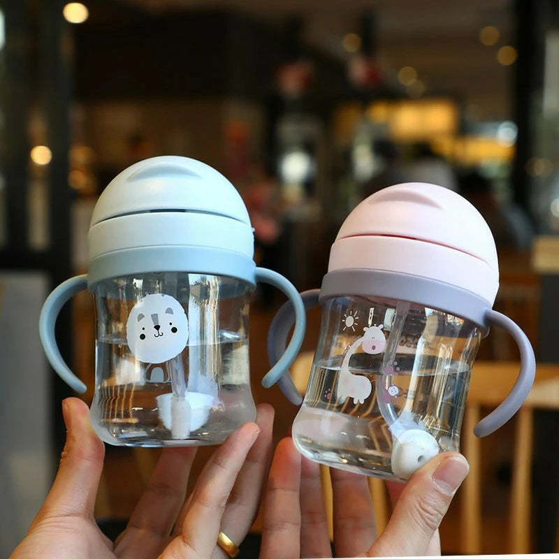 250ml Baby Feeding Cup with Straw Children Learn Feeding Bottle Kids Training Cup