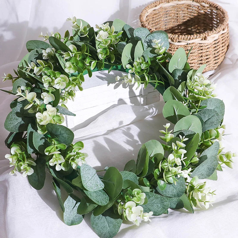 Eucalyptus Wreath Flowers Gifts DIY Rattan Creative Artificial Garland
