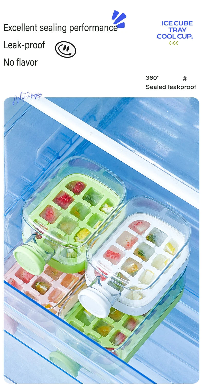 2-in-1 Silicone Ice Cube With Straw Food-grade Ice Maker Kettle Pressing Mold Ice Drink Bottle