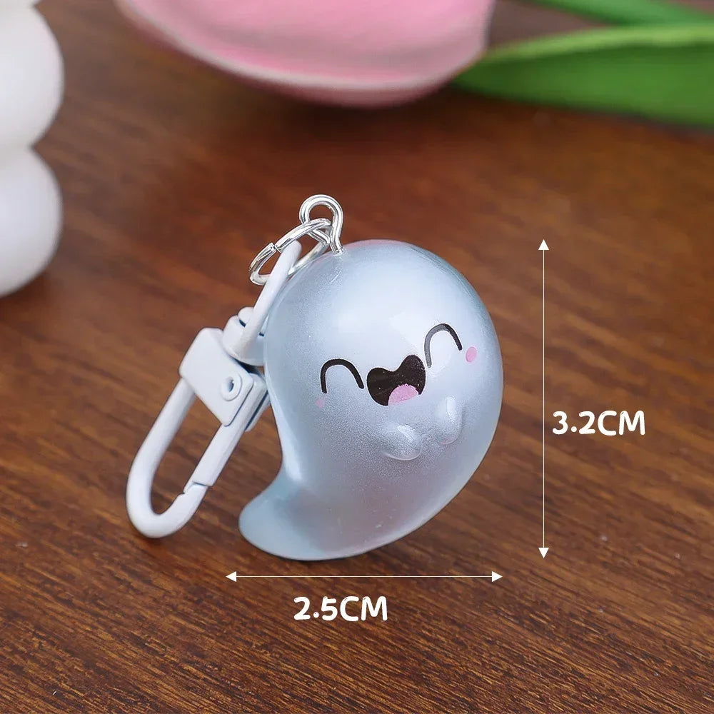 Halloween Keychain Glow-in-the-Dark Cartoon Jelly Doll Pendant Headphone Case Decor