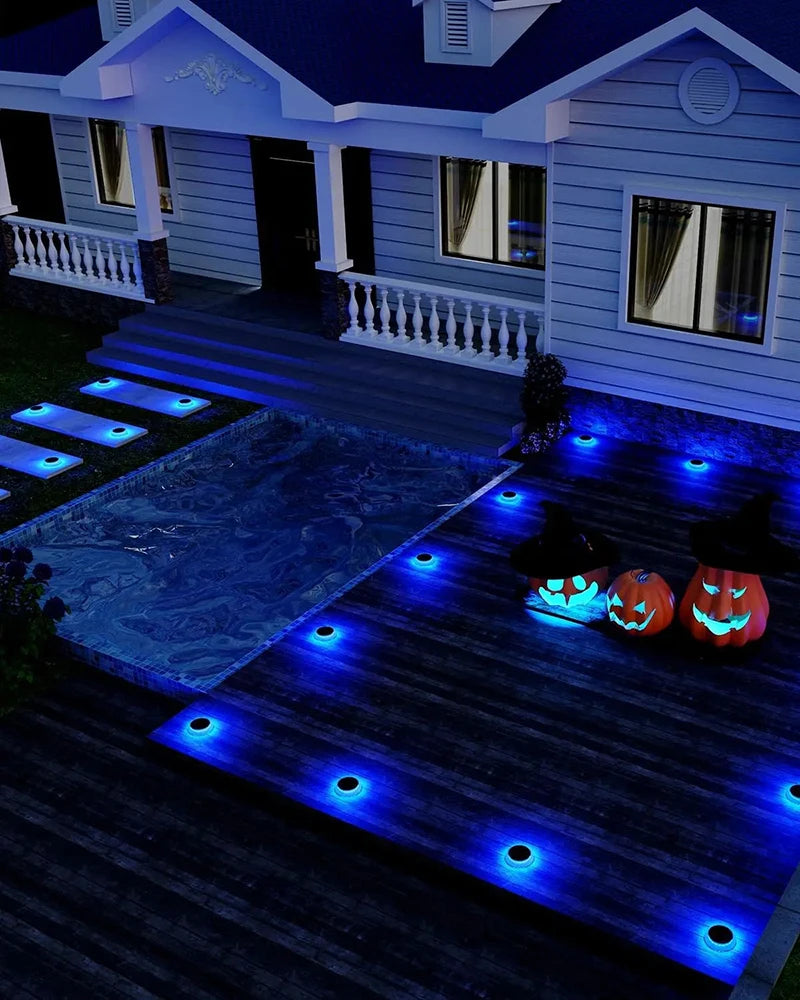 Solar Lights Garden Outdoor Deck: LED Step Lighting IP68 Waterproof Fence Wall Lamp