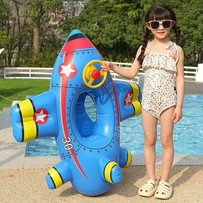Baby Swim Ring Inflatable Toy Aircraft Shape Swimming Circle Seat Floatie