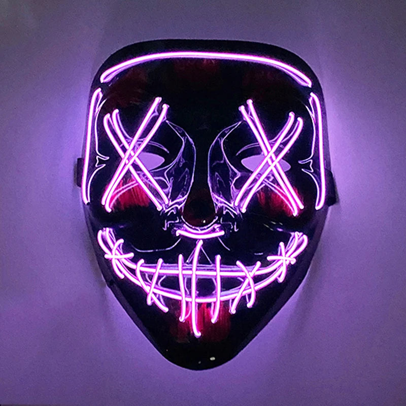 Wireless Glowing Mask LED Luminous Purge Mask Halloween Carnival Light Up Party Mask