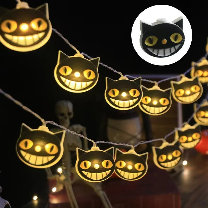 Halloween 10 LED Battery Powered String Lights With Ghost Pumpkin Spider Web Skeleton