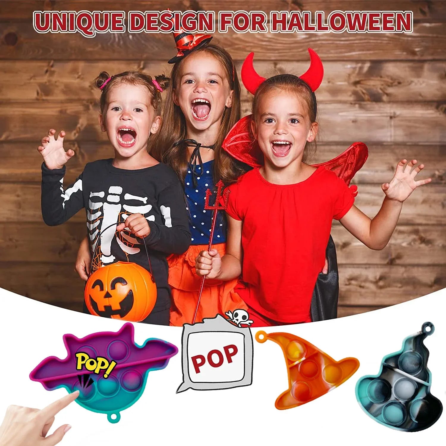 12Pcs Halloween Rainbow Pop Fidget Toy Anti Stress Toys Keychain Bubble Pop