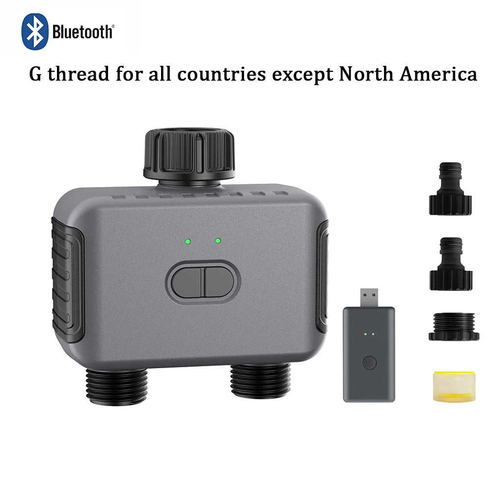 Automatic Water Timer Dual Hose Garden Irrigation Watering System Faucet Sprinkler