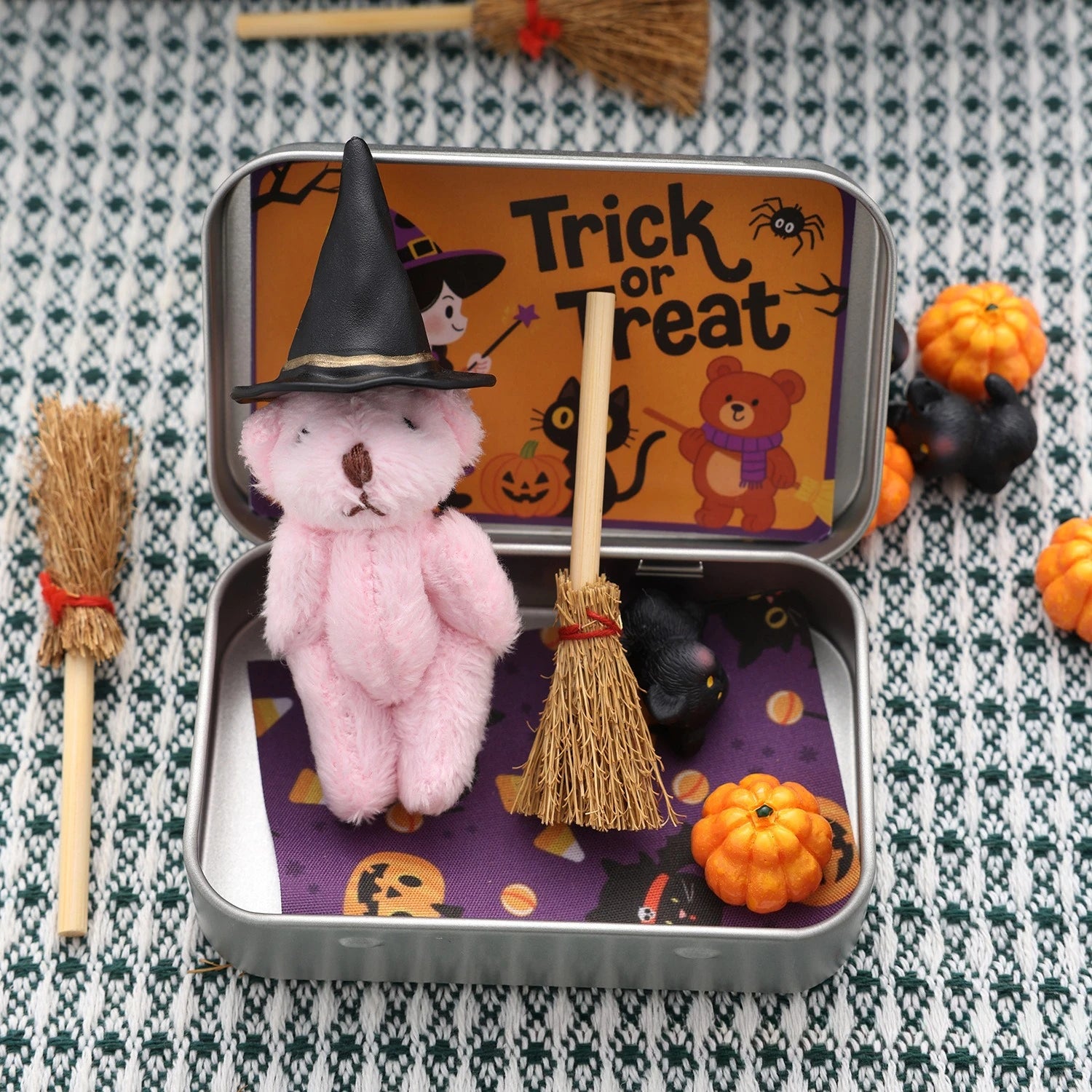 Halloween Teddy Gift Box, Halloween Plush Toy Decoration Doll Ornaments for Children
