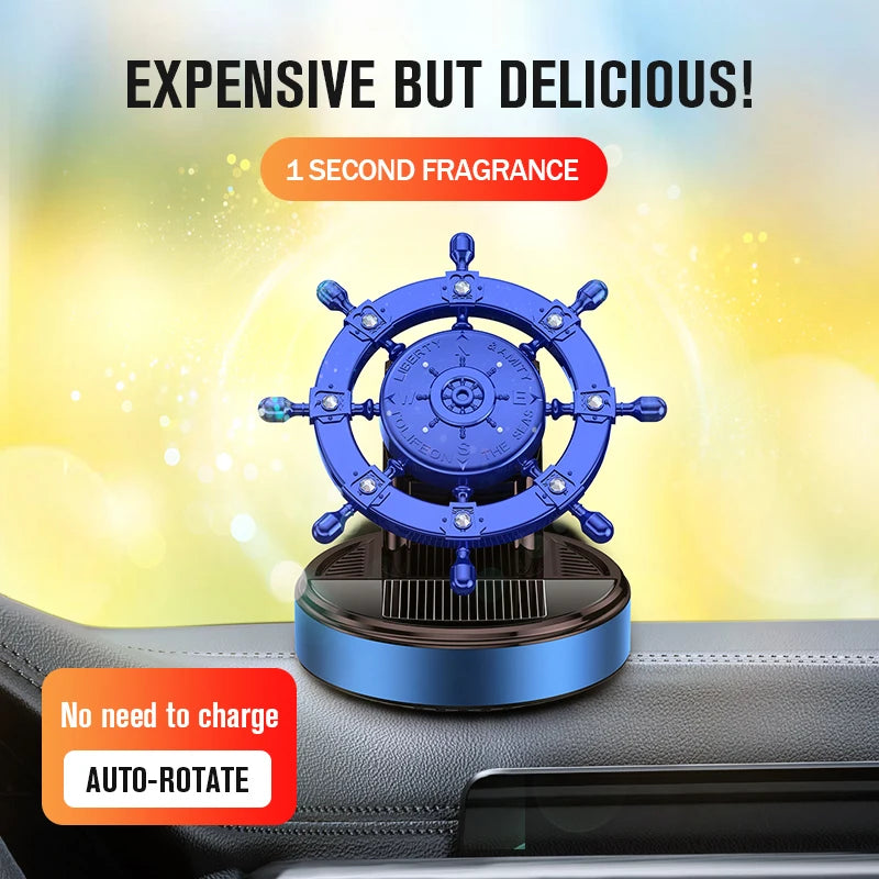 Solar rotating car fragrance creative metal boat rudder car perfume accessories