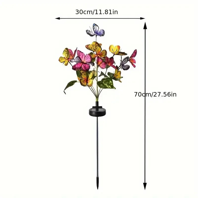 Solar LED Butterfly Flower Light Outdoor Simulation Garden Waterproof Lamp