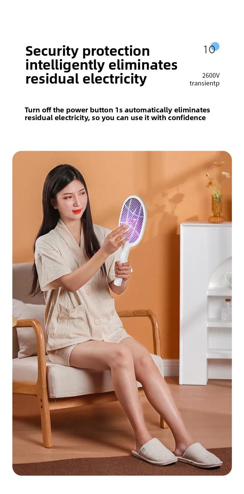 Electric Mosquito Swatter & Repellent Lamp -USB Rechargeable+Base