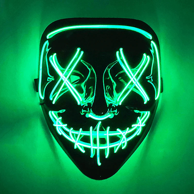 Wireless Glowing Mask LED Luminous Purge Mask Halloween Carnival Light Up Party Mask