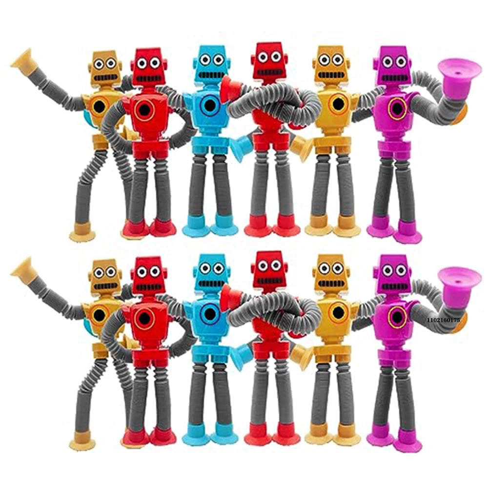 4/16PCS Pop Tubes Suction Cup Robot Toys Stress Relief Telescopic Sensory Toys for Kids