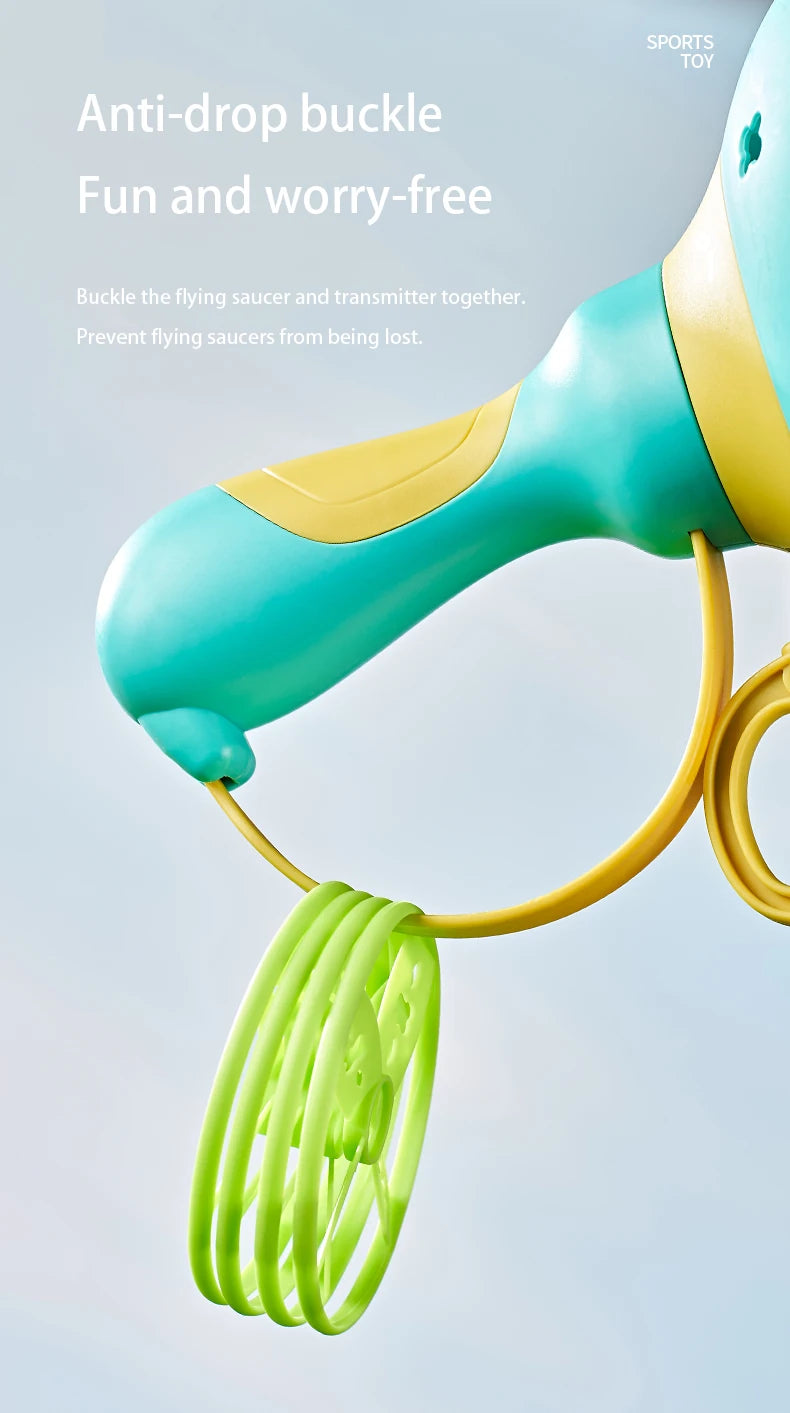 Pull String Flying Saucer Disc Launcher Kids Flying Toys