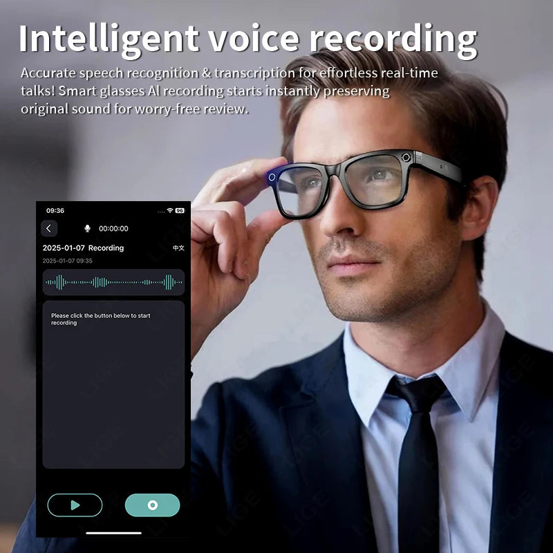 AI Camera Smart Glasses IP65 Waterproof Bluetooth for Call and Music Use ChatGPT