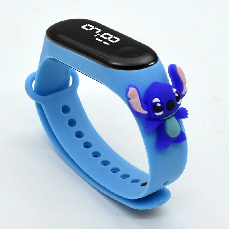 Disney Stitch Spider Man Cartoon Waterproof Watches For Kids LED Electronic Sport Watch