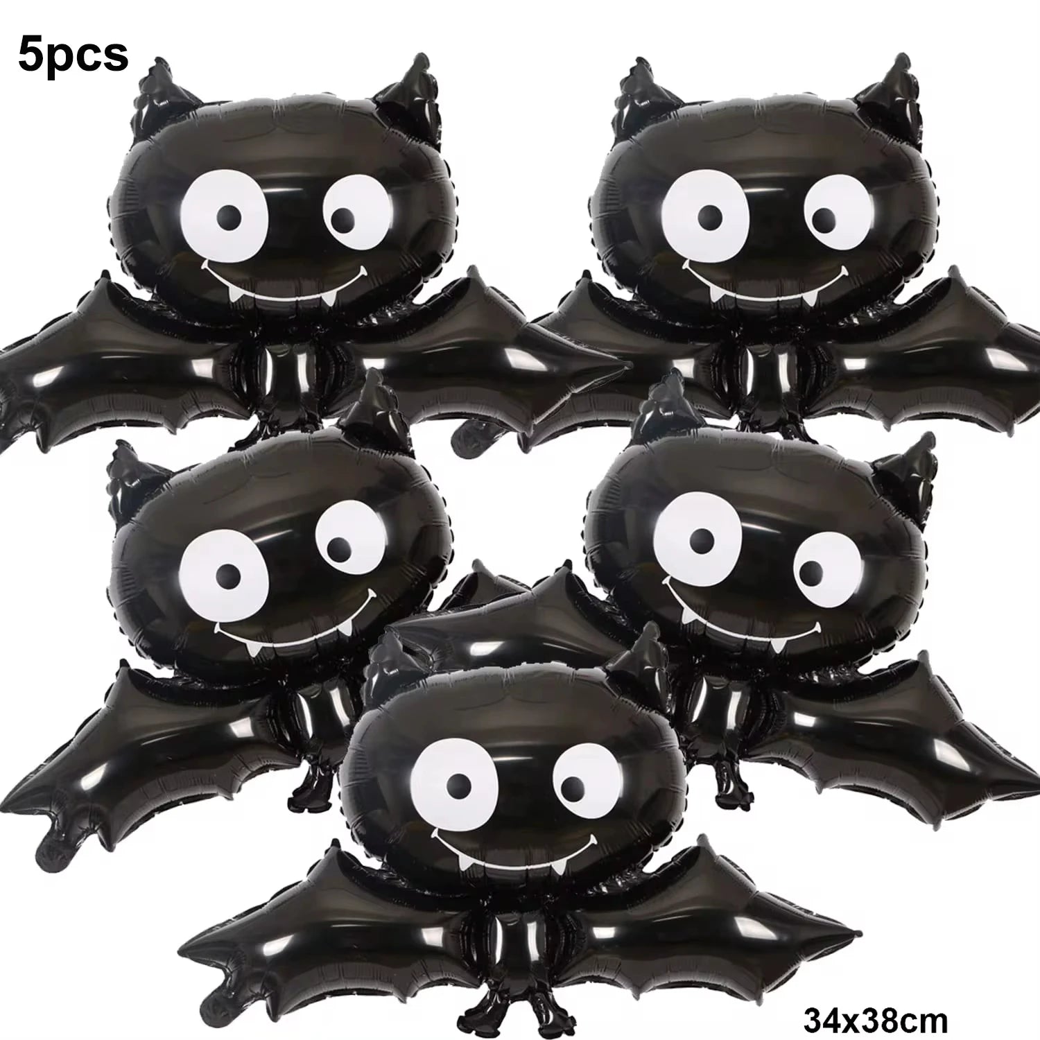 5 PCS Halloween Foil Balloons Cute Black Bat Balloon Halloween Party Props