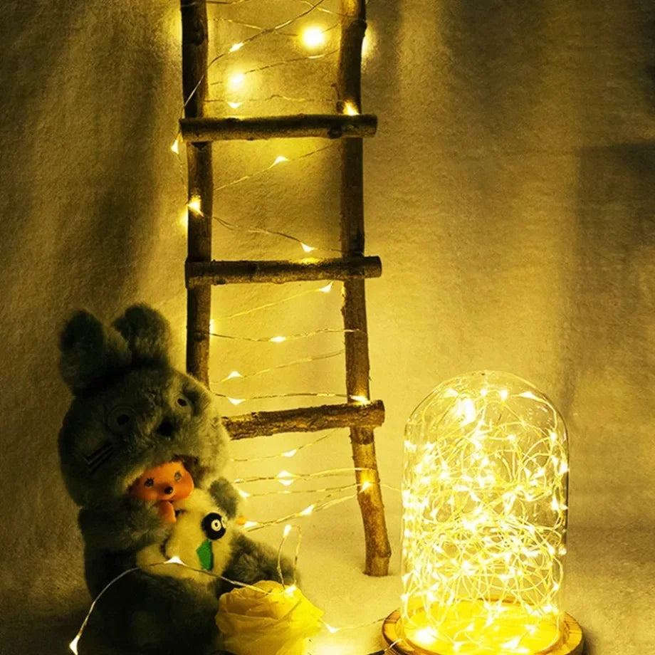 5/10/20M USB LED String Copper Silver Wire Garland Light Waterproof Fairy Decoration