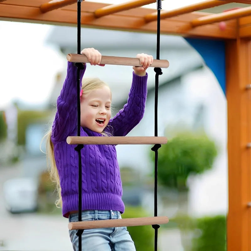 Children Climbing Rope Ladder Wooden Swing Indoor Outdoor Bodybuilding Set