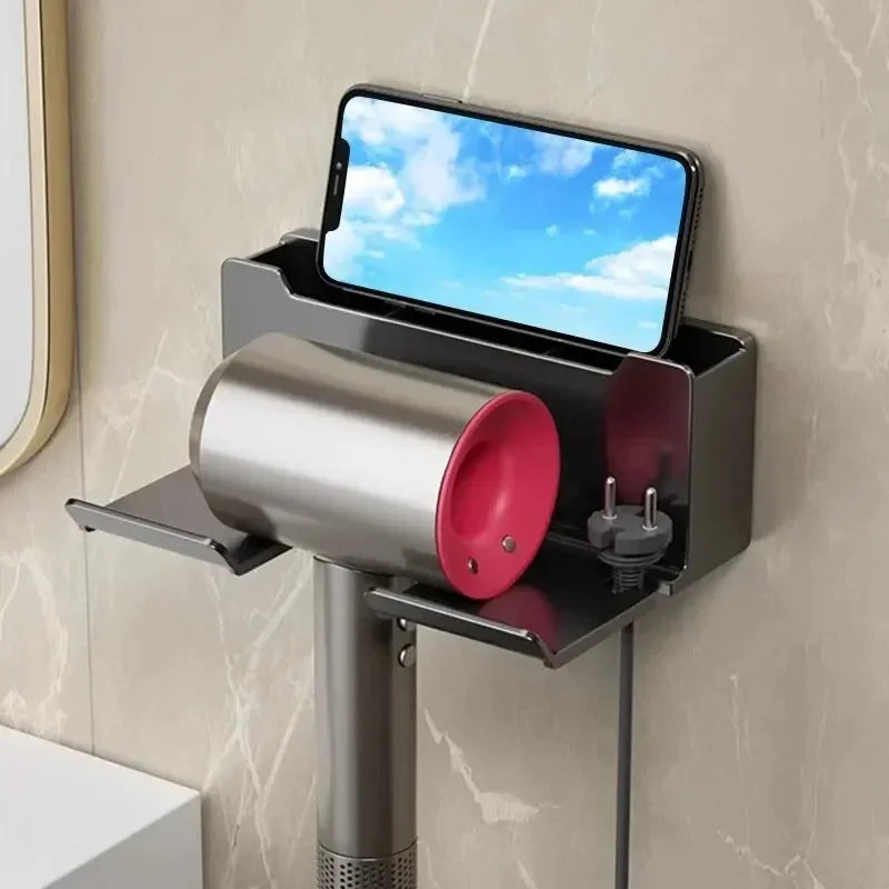 Wall-Mounted Hair Dryer Holder and Organizer