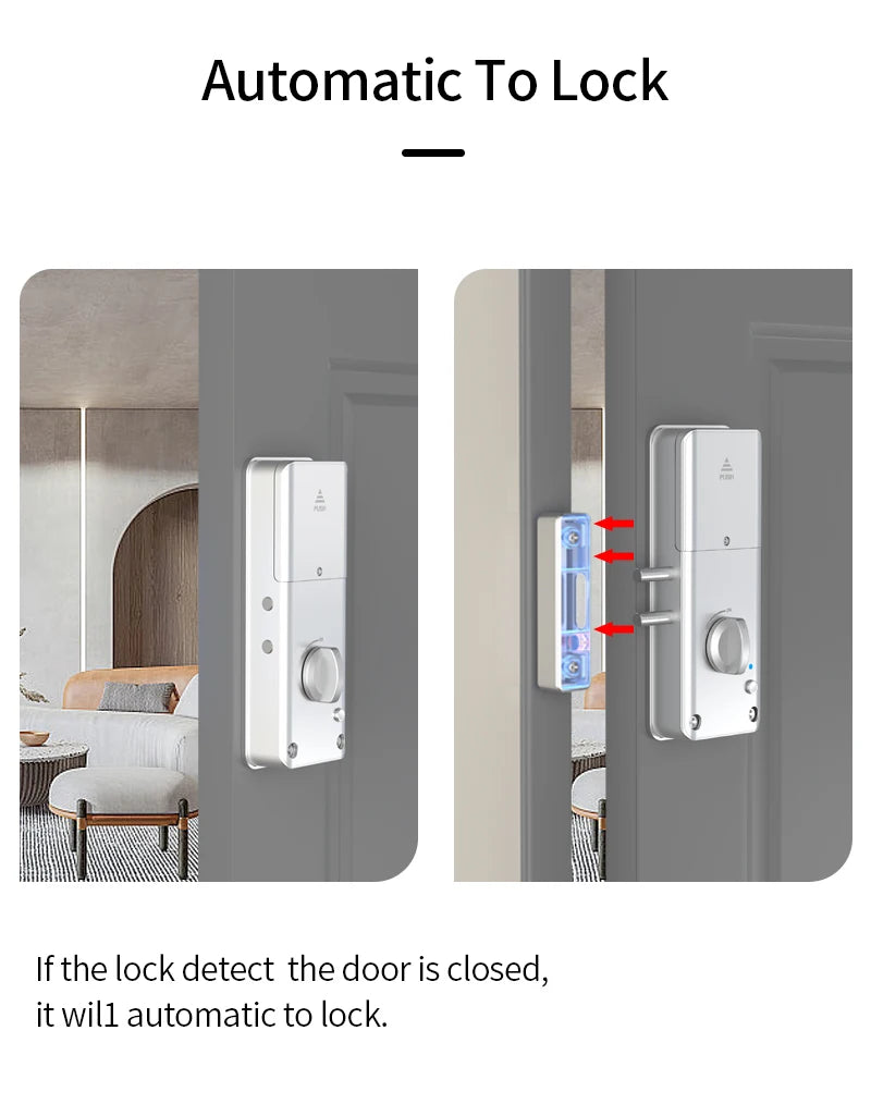 Home Smart Door Lock Handle Hidden Battery Anti Theft Electronic Keyless Lock