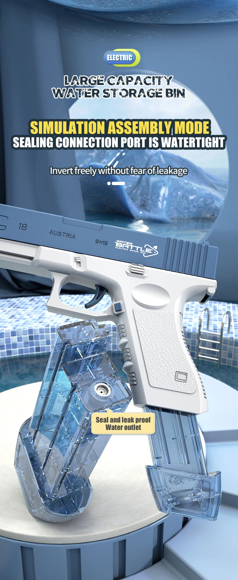 New Water Gun Electric M416 Pistol Shooting Toy Full Automatic