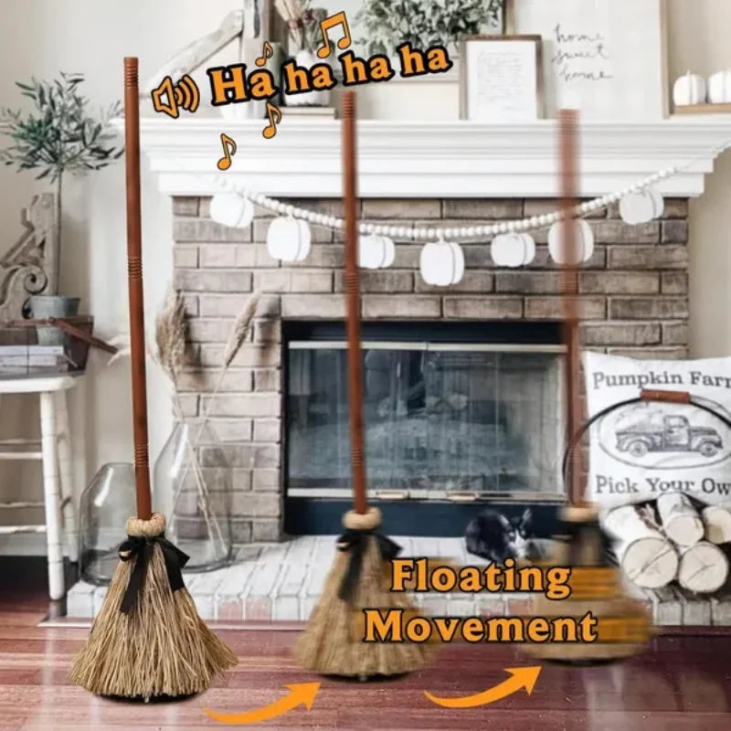 Halloween Floating Witch's Broom–haunted Festive Decorations With Ghost Sounds
