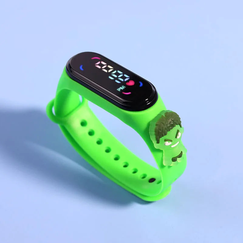 Disney Stitch Spider Man Cartoon Waterproof Watches For Kids LED Electronic Sport Watch