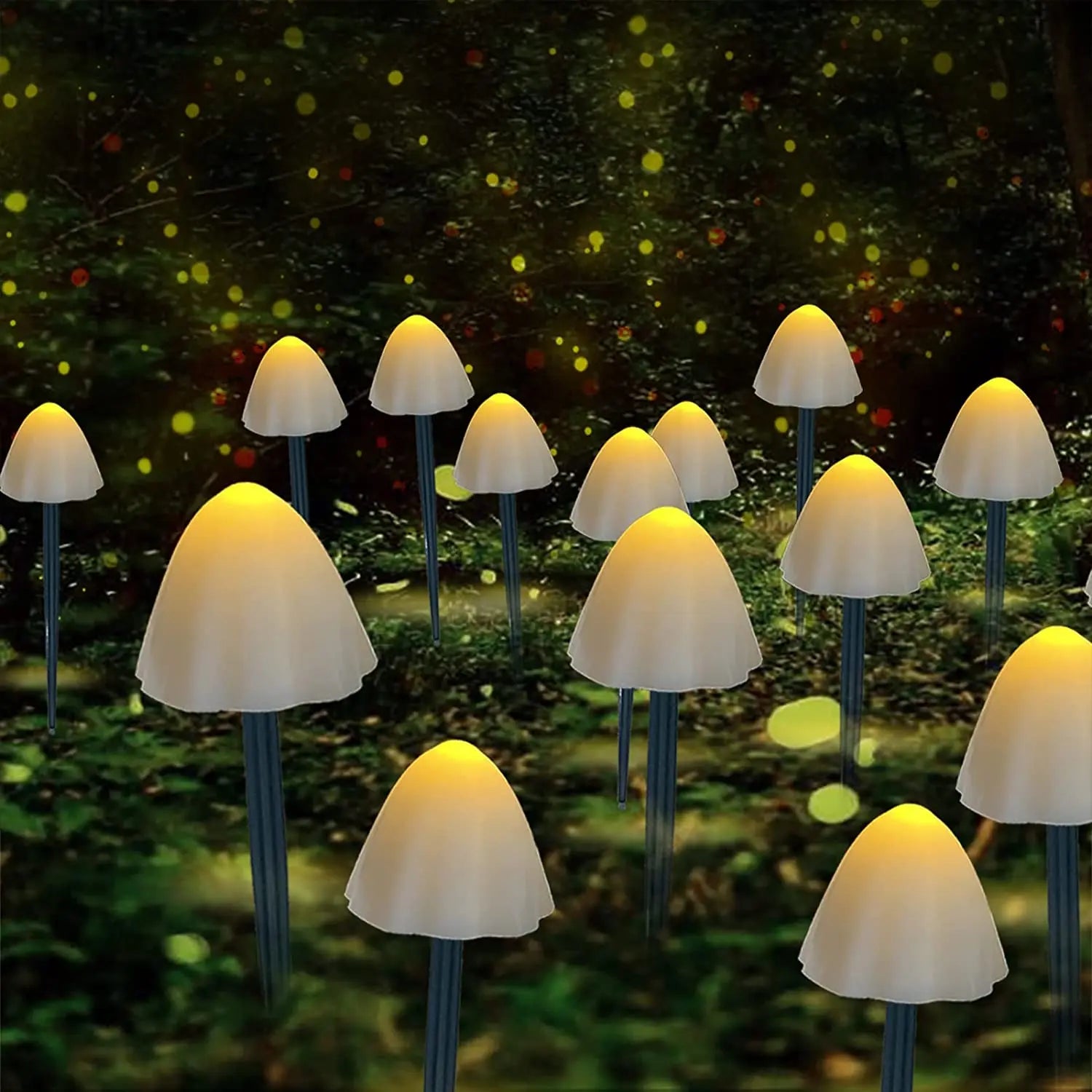 Brighten Up Garden with 10 LED Solar Mushroom Lights!