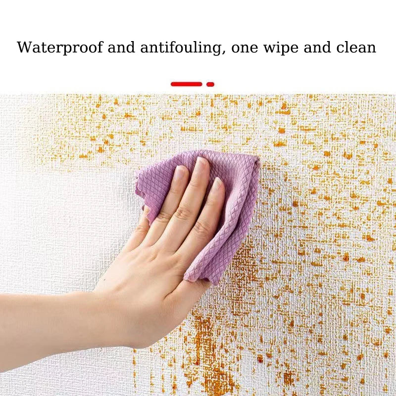 50cmX10m Linen 3D Foam Self-adhesive PVC Solid Color Waterproof Background Wall