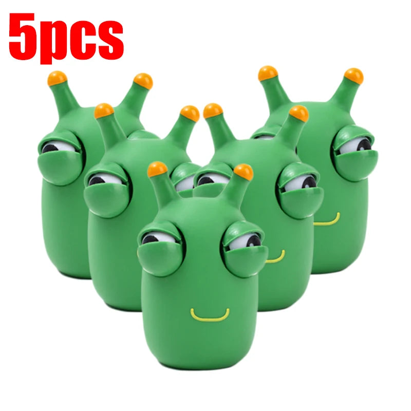 Green Worm Squeeze Pinch Toy Novelty Eye Popping Squeeze 3D Toy