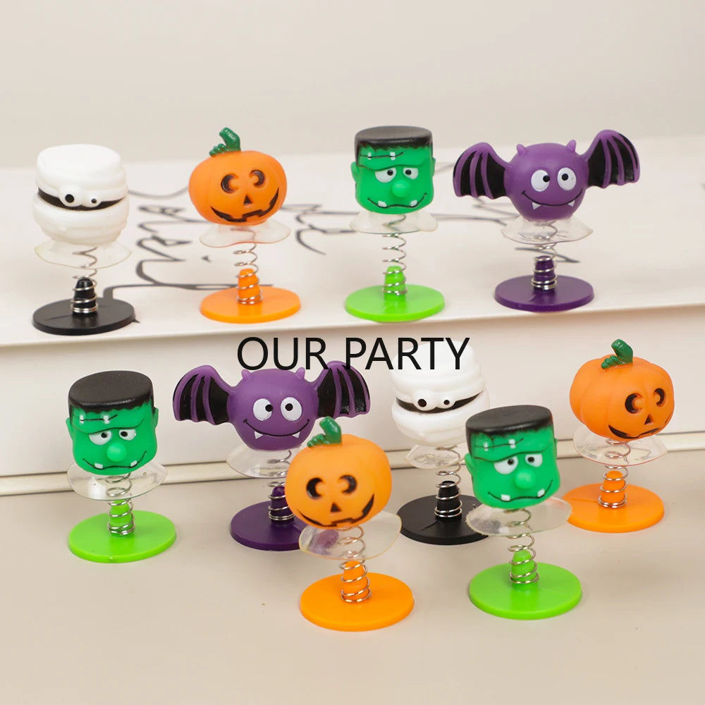 8 Pcs Cartoon Jumping Dolls Toys for Kids Halloween Theme Party Favors Treasure Box