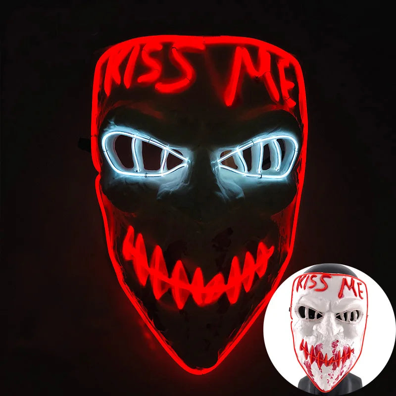Wireless Glowing Mask LED Luminous Purge Mask Halloween Carnival Light Up Party Mask