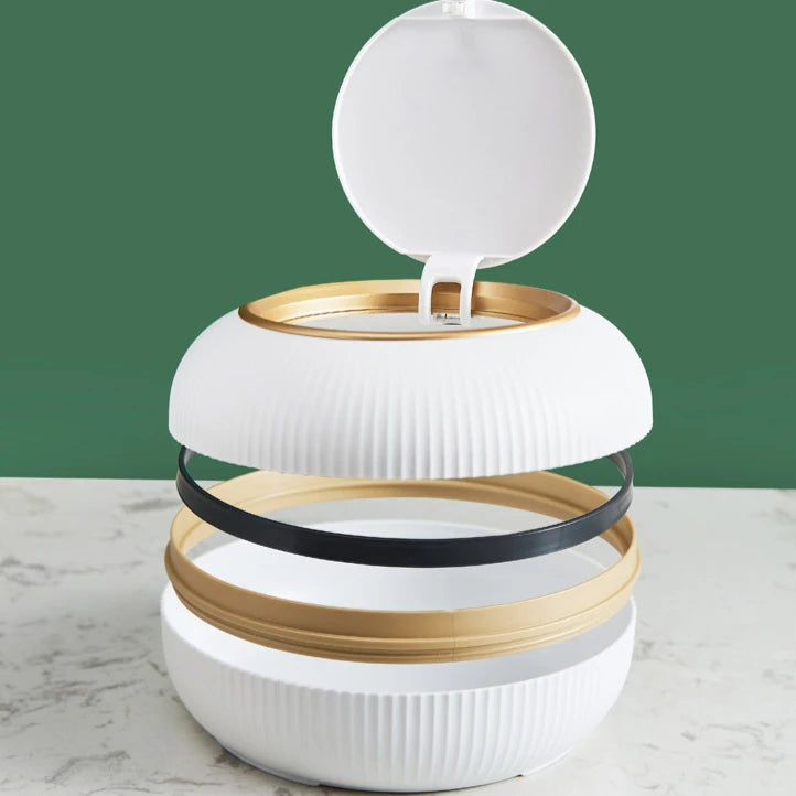 Desktop Trash Can Push-open Lid Paper Basket Box Mini Home Necessities