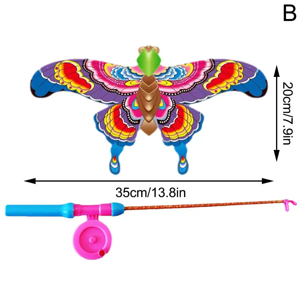 Outdoor Toys Kite Hand Brake Fishing Rod Butterflies For Kids