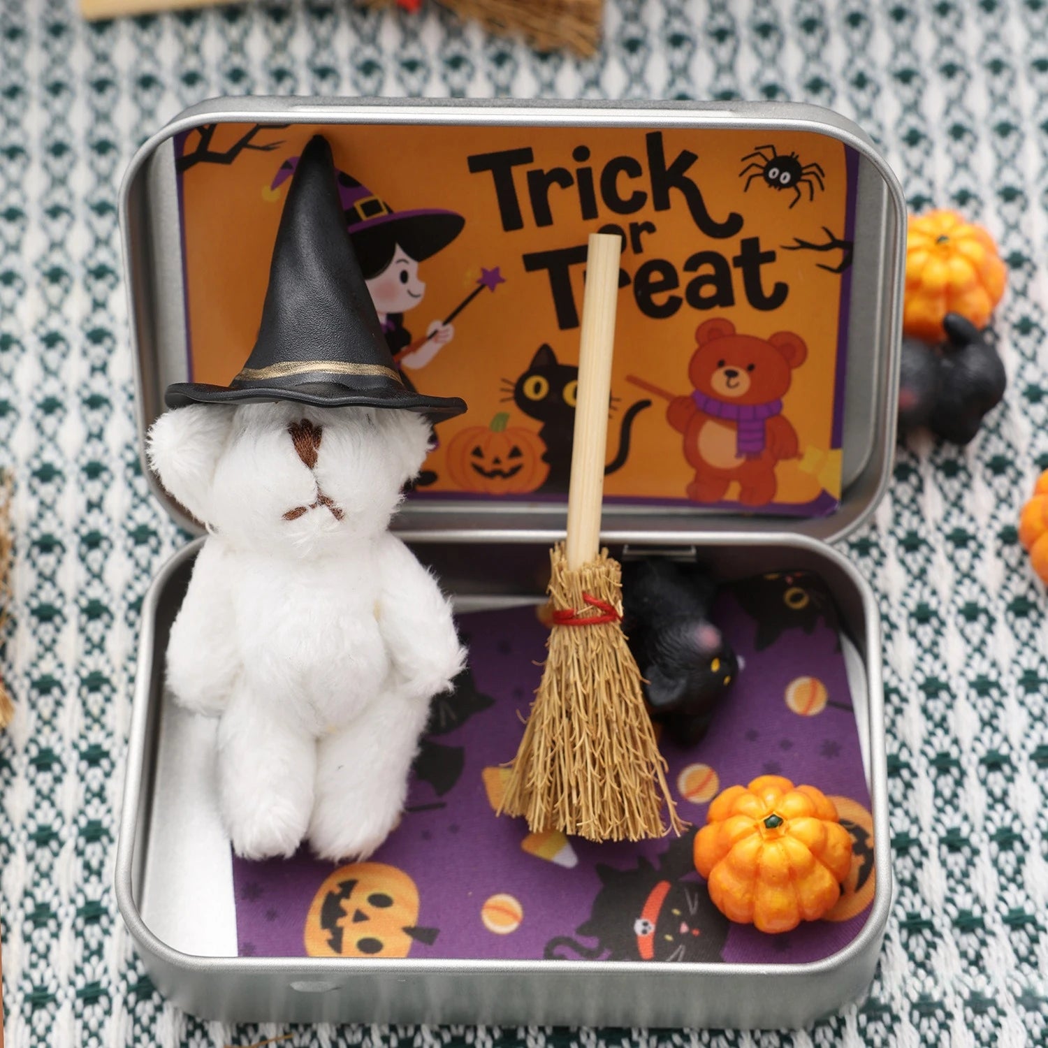 Halloween Teddy Gift Box, Halloween Plush Toy Decoration Doll Ornaments for Children