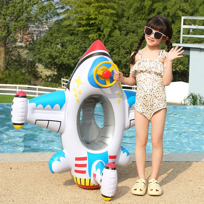 Baby Swim Ring Inflatable Toy Aircraft Shape Swimming Circle Seat Floatie