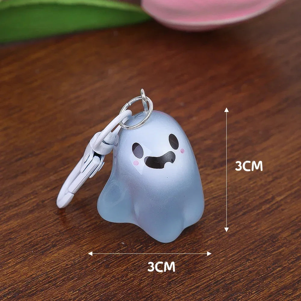 Halloween Keychain Glow-in-the-Dark Cartoon Jelly Doll Pendant Headphone Case Decor