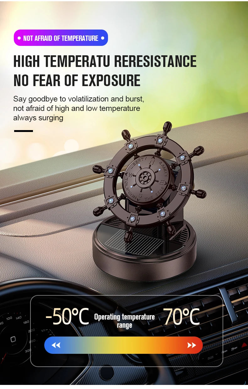 Solar rotating car fragrance creative metal boat rudder car perfume accessories